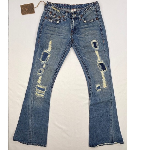 True Religion Vintage 2004 Twisted Destroyed Flare size 27 NWT ( RARE ) - Picture 2 of 13